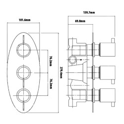 Bocchi Ankastre Termostatik Duş Bataryası 3 Çıkışlı Oval Krom 5450 0007 - 2