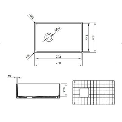 Bocchi Contempo Mutfak Eviyesi 76 Cm Mat Gri 1346-006-0120 - 3