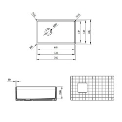 Bocchi Contempo Step Rim Mutfak Eviyesi 76 cm Mat Gri 1344-006-0120 - 4