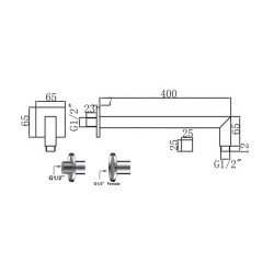 Bocchi Duvardan Tepe Duşu Kolu 40 cm Krom 5750 0001 - 2