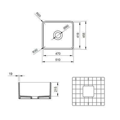 Bocchi Lavello Dekorlu Mutfak Eviyesi 50 Cm Mat Gri 1103-006-0120 - 4