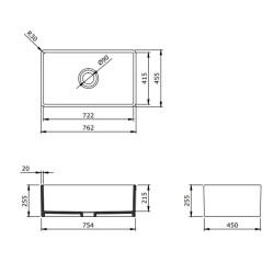 Bocchi Lavello Desenli Seramik Eviye 76 Cm Mat Antrasit 1336-020-0120 - 4