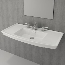 Bocchi Lavita 100 cm Lavabo Üç Armatür Delikli Parlak Beyaz 1168-001-0127 - 1