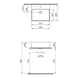 Bocchi Milano Lavabo 50 cm Mat Antrasit 1216-020-0126 - 3