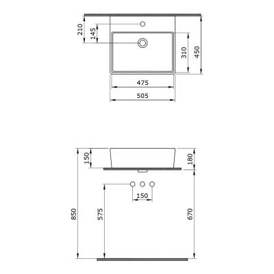 Bocchi Milano Lavabo 50 cm Mat Antrasit 1216-020-0126 - 3