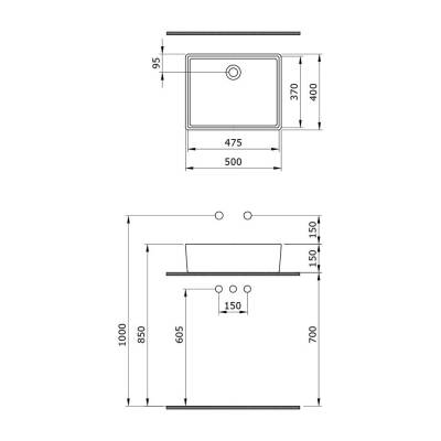 Bocchi Milano Çanak Lavabo 50 cm Mat Buz Mavi 1215-029-0125 - 3