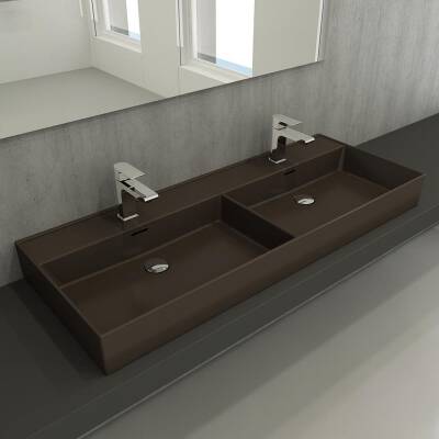 Bocchi Milano Çift Gözlü Lavabo 120 cm Mat Kahve 1393-025-0132 - 2