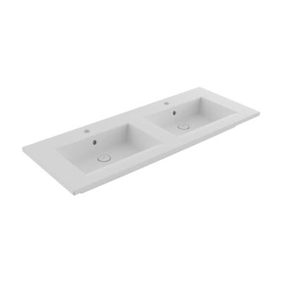 Bocchi Milano Çift Gözlü Lavabo 120 cm Mat Beyaz 1111-002-0126 - 1