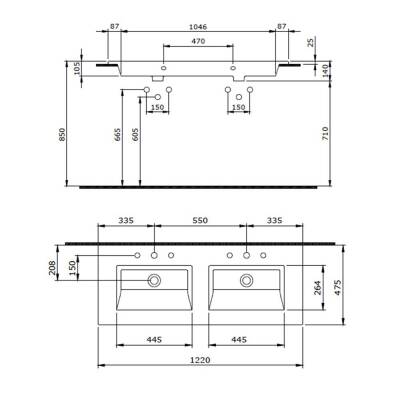 Bocchi Milano Çift Gözlü Lavabo 120 cm Mat Yeşil 1111-027-0126 - 3