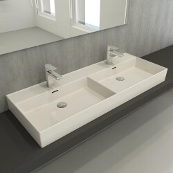 Bocchi Milano Çift Gözlü Lavabo 120 cm Parlak Bisküvi 1393-014-0132 - 2