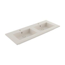 Bocchi Milano Çift Gözlü Lavabo 120 cm Parlak Bisküvi 1111-014-0126 - 1