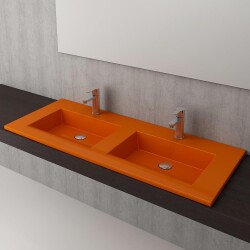 Bocchi Milano Çift Gözlü Lavabo 120 cm Parlak Turuncu 1111-012-0126 - 2