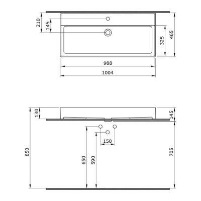 Bocchi Milano Tezgah Üstü Lavabo 100 cm Mat Beyaz 1378-002-0126 - 3