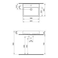 Bocchi Milano Lavabo 60 Cm Mat Siyah 1376-004-0126 - 3