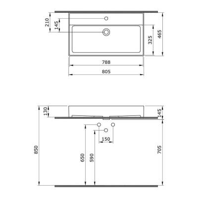 Bocchi Milano Tezgah Üstü Lavabo 80 cm Mat Beyaz 1377-002-0126 - 3