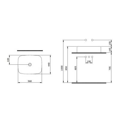 Bocchi New Age Çanak Lavabo 56 Cm Mat Antrasit 1411-020-0125 - 3