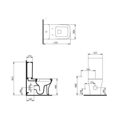 Bocchi Scala Duvara Tam Dayalı Rimless Klozet Parlak Bisküvi (Rezervuar ve Kapak Hariç) 1480-014-0128 - 3