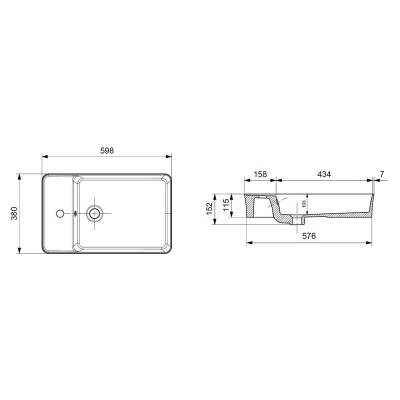 Bocchi Sottile Slim Line Çanak Lavabo 60 Cm Parlak Beyaz 1479-001-0126 - 3