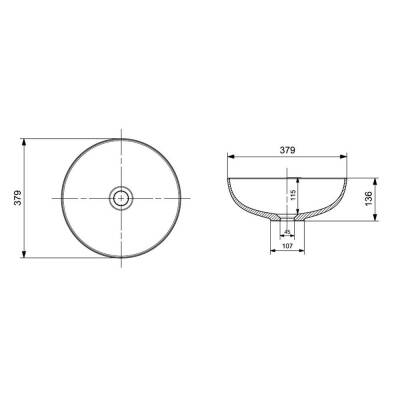 Bocchi Sottile Slim Line Çanak Lavabo 38 cm Parlak Bisküvi 1494-014-0125 - 2