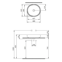 Bocchi Strata Çanak Lavabo 50 cm Mat Beyaz 1414-002-0125 - 2