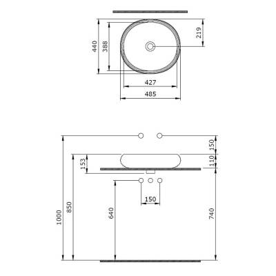 Bocchi Strata Çanak Lavabo 50 cm Mat Beyaz 1414-002-0125 - 2