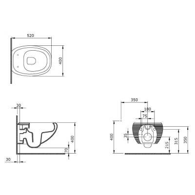 Bocchi Strata Asma Klozet Rimless Mat Kaşmir Kapak Hariçtir 1412-011-0128 - 2