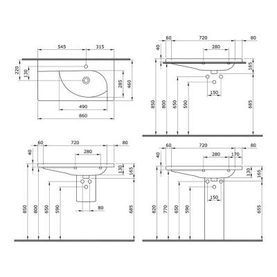 Bocchi Taormina Arch Etajerli Lavabo 86 cm Mat Siyah 1020-004-0126 - 2