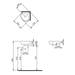 Bocchi Taormina Arch Köşe Lavabo 30 cm Mat Antrasit 1392-020-0126 - 2