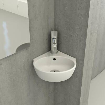 Bocchi Taormina Arch Köşe Lavabo 30 cm Mat Beyaz 1392-002-0126 - 1