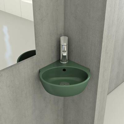 Bocchi Taormina Arch Köşe Lavabo 30 cm Mat Yeşil 1392-027-0126 - 1