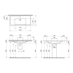 Bocchi Taormina Pro Lavabo Üç Delikli 105 cm Parlak Beyaz 1118-001-0127 - 2