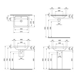 Bocchi Taormina Pro Lavabo 57 cm Parlak Beyaz 1004-001-0126 - 3