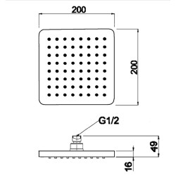 Bocchi Tepe Duşu Kare 20 cm Krom 5860 0001 - 2