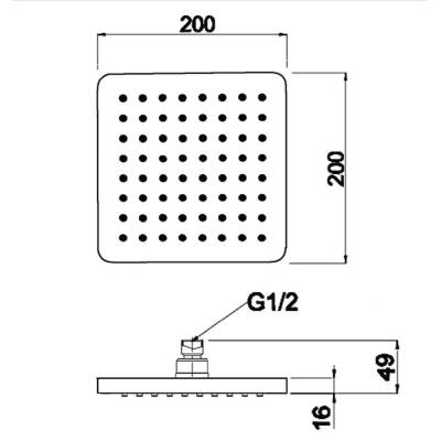 Bocchi Tepe Duşu Kare 20 cm Krom 5860 0001 - 2