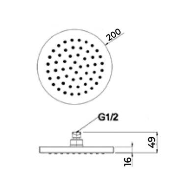 Bocchi Tepe Duşu Yuvarlak 20 cm Krom 5860 0002 - 2