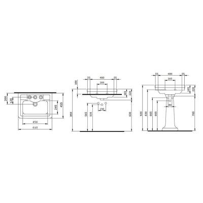 Bocchi Verona Tek Armatür Delikli Lavabo 61 cm Mat Beyaz 1041-002-0126 - 2