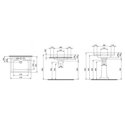 Bocchi Verona Lavabo 71 cm Parlak Siyah 1040-005-0126 - 3