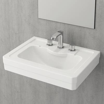 Bocchi Verona Üç Armatür Delikli Lavabo 61 cm Parlak Beyaz 1041-061-0127 - 1