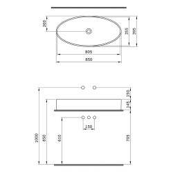 Bocchi Vessel Elips Çanak Lavabo 85 Cm Mat Somon 1014-032-0125 - 3