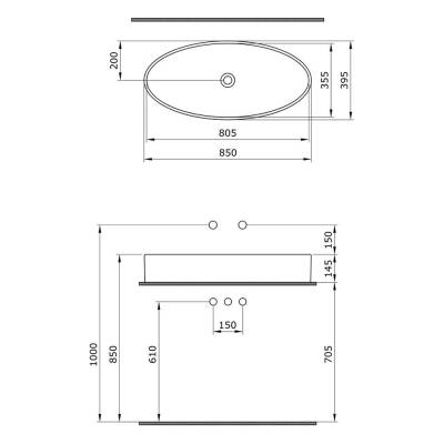 Bocchi Vessel Elips Çanak Lavabo 85 Cm Mat Yeşil 1014-027-0125 - 3