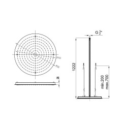 Bocchi 500RS Ankastre Tavan Duşu, 50 cm, Krom 5820 0002 - 2