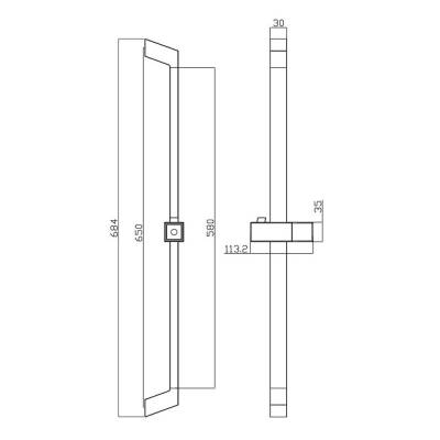 Bocchi 650S Ayarlanabilir Sürgü 65 cm Krom 5600 0006 - 2