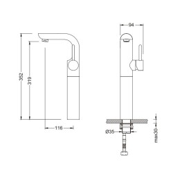 Bocchi Adda Tek Kollu Yüksek Lavabo Bataryası Krom 1002 0002 - 2