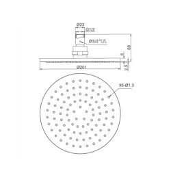 Bocchi AIR2 200R Tepe Duşu, ø200 mm Krom 5800-0001 - 2