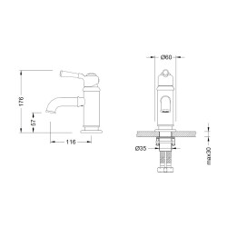 Bocchi Burlington Tek Kollu Lavabo Bataryası Antik Siyah 1004 0001 AB - 2