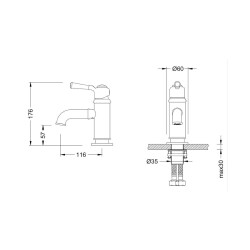 Bocchi Burlington Tek Kollu Lavabo Bataryası Krom 1004 0001 - 2