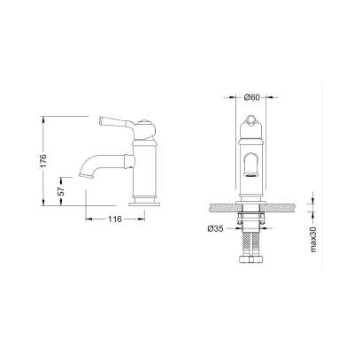 Bocchi Burlington Tek Kollu Lavabo Bataryası Krom 1004 0001 - 2