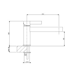 Bocchi Cube Lavabo Bataryası Uzun Çıkış Uçlu Krom 1015 0003 - 2