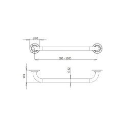 Bocchi Düz Tutunma Barı Mat Paslanmaz Çelik 50 cm TBPC-101-1050 - 2