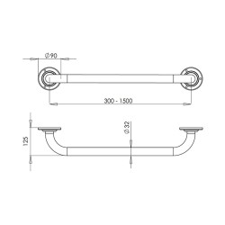 Bocchi Düz Tutunma Barı Parlak Paslanmaz Çelik 30 cm TBPC-102-1030 - 3